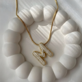 Pave initial necklace - 18k gold plated