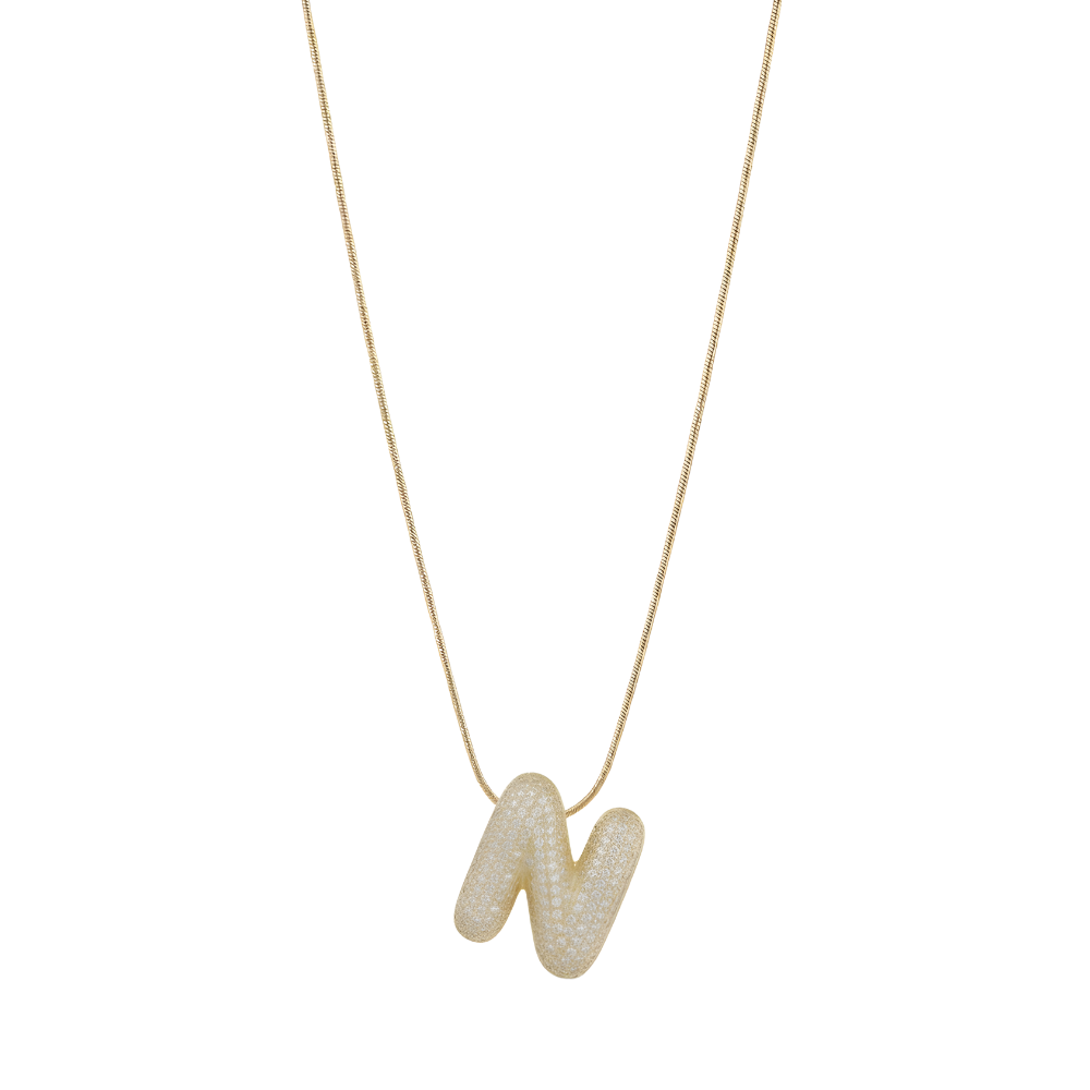 Pave initial necklace - 18k gold plated