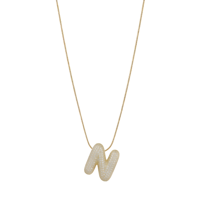 Pave initial necklace - 18k gold plated N