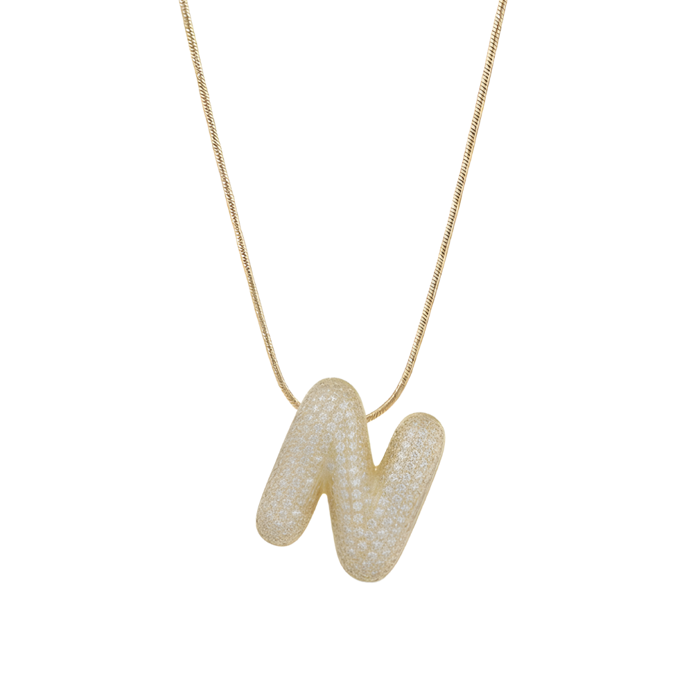 Pave initial necklace - 18k gold plated