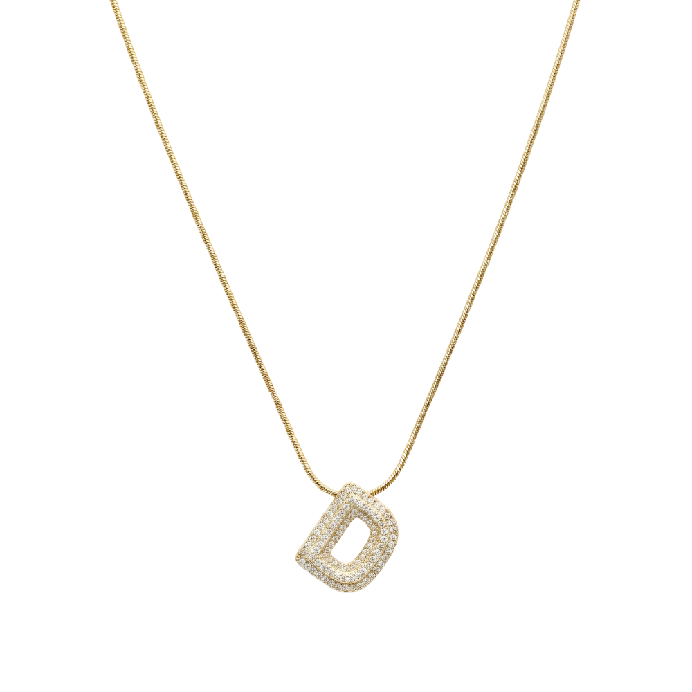 Pave initial necklace - 18k gold plated