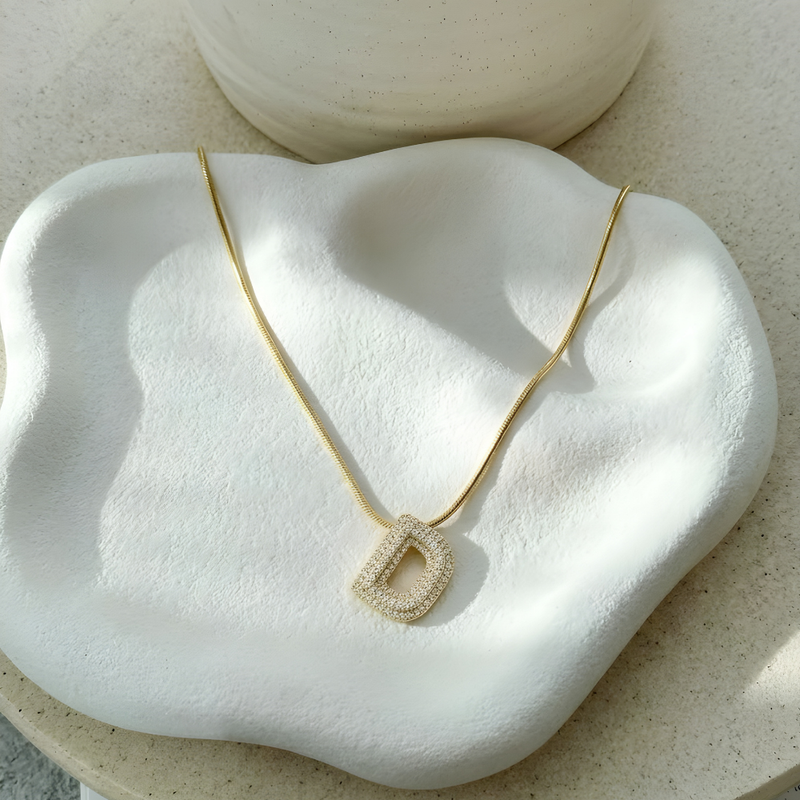 Pave initial necklace - 18k gold plated