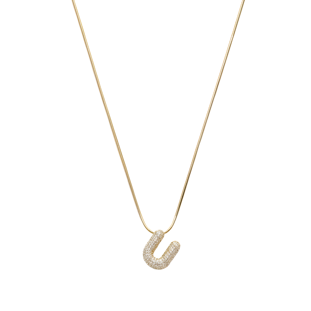 Pave initial necklace - 18k gold plated