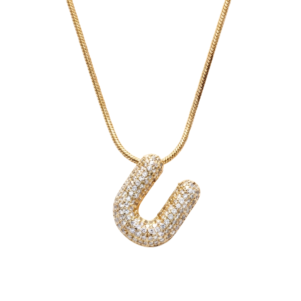 Pave initial necklace - 18k gold plated