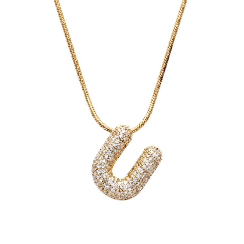 Pave initial necklace - 18k gold plated