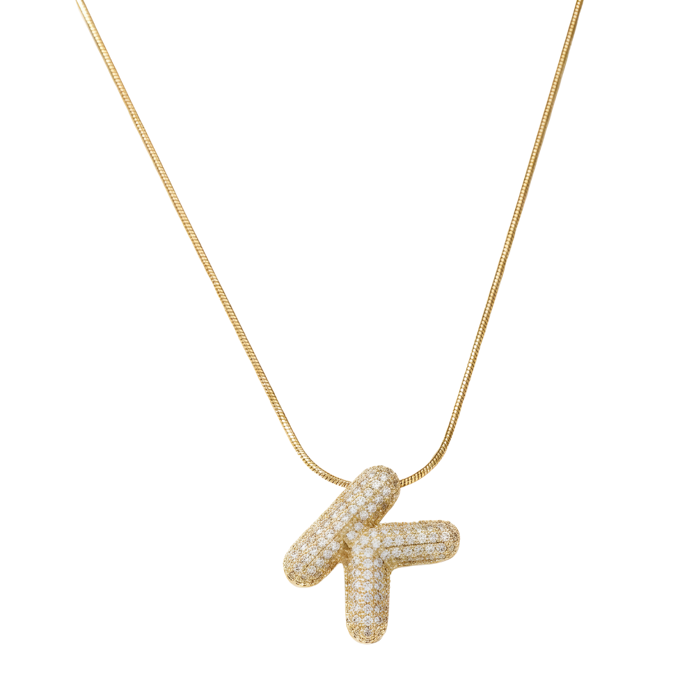 Pave initial necklace - 18k gold plated