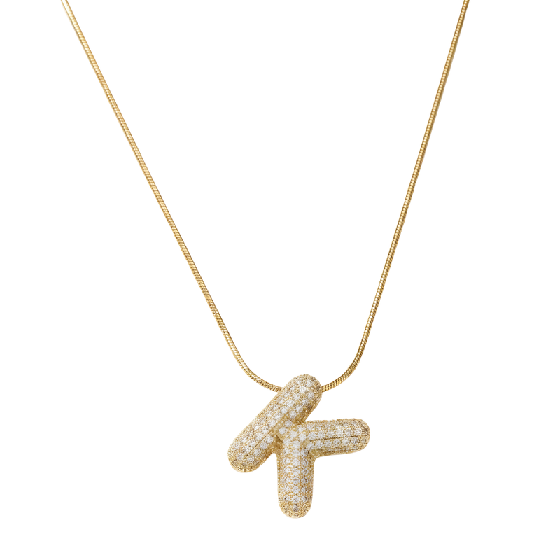 Pave initial necklace - 18k gold plated K