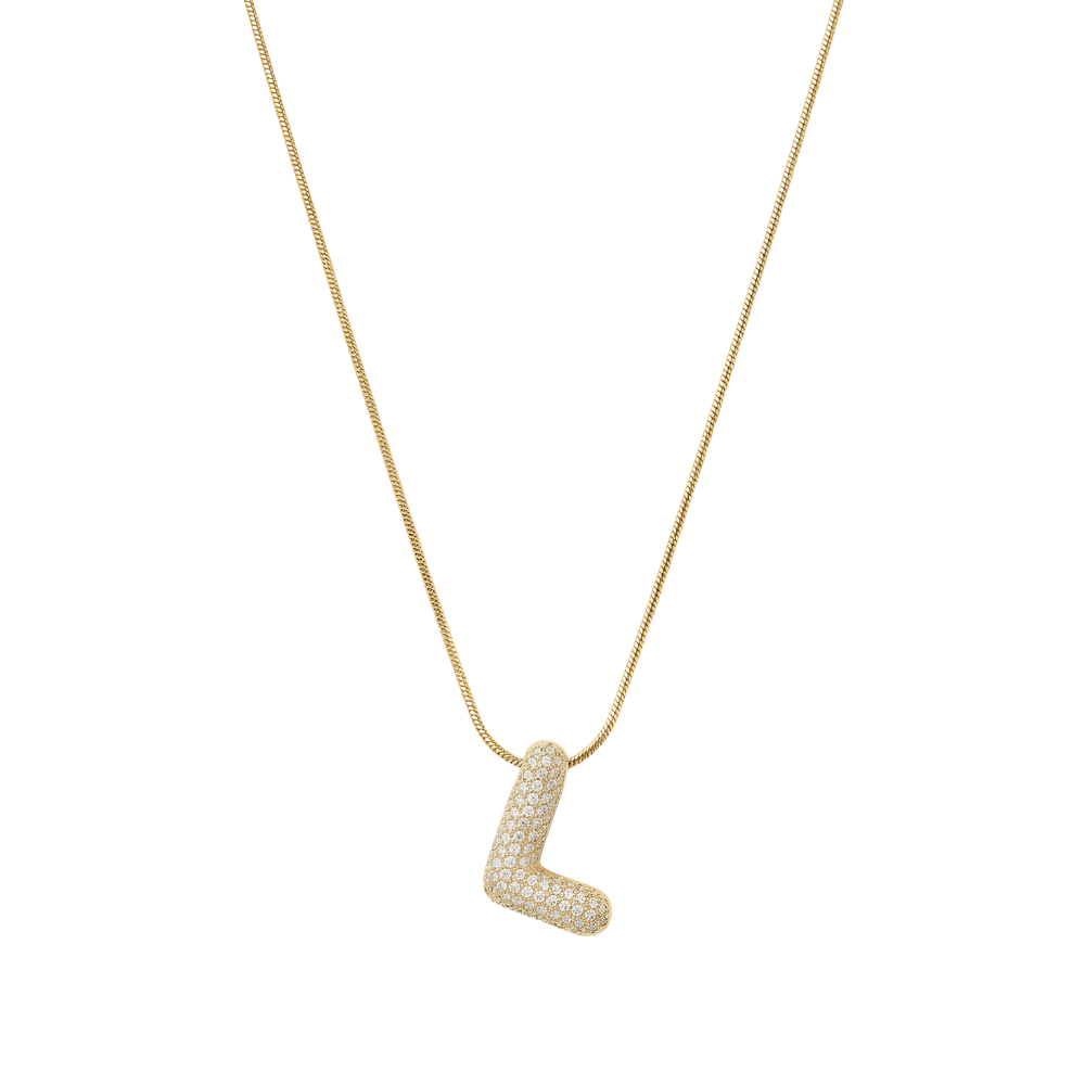 Pave initial necklace - 18k gold plated