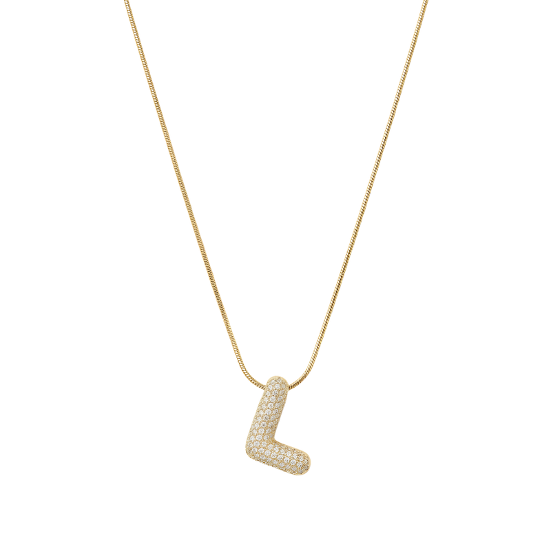 Pave initial necklace - 18k gold plated L