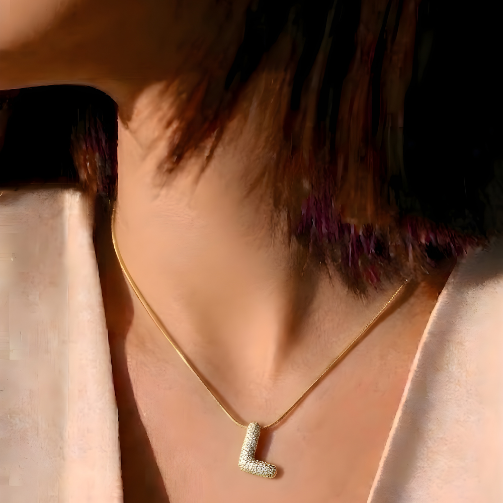 Pave initial necklace - 18k gold plated