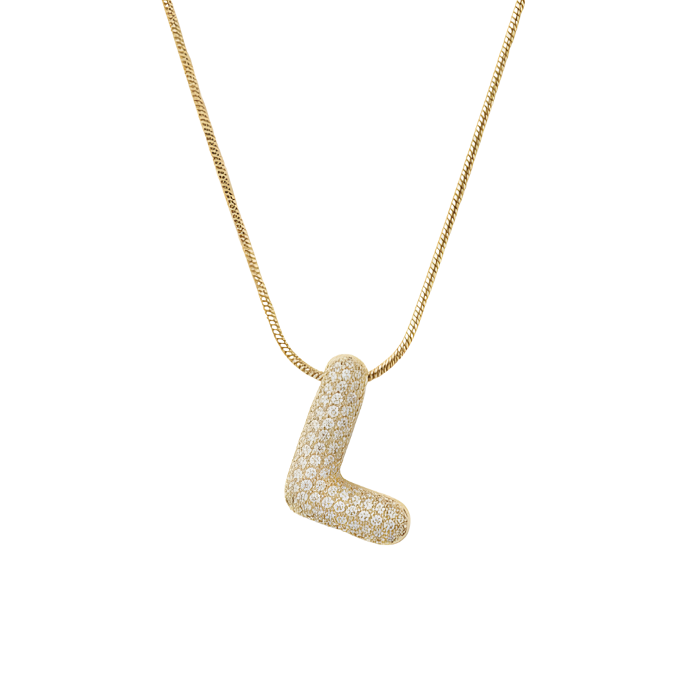 Pave initial necklace - 18k gold plated