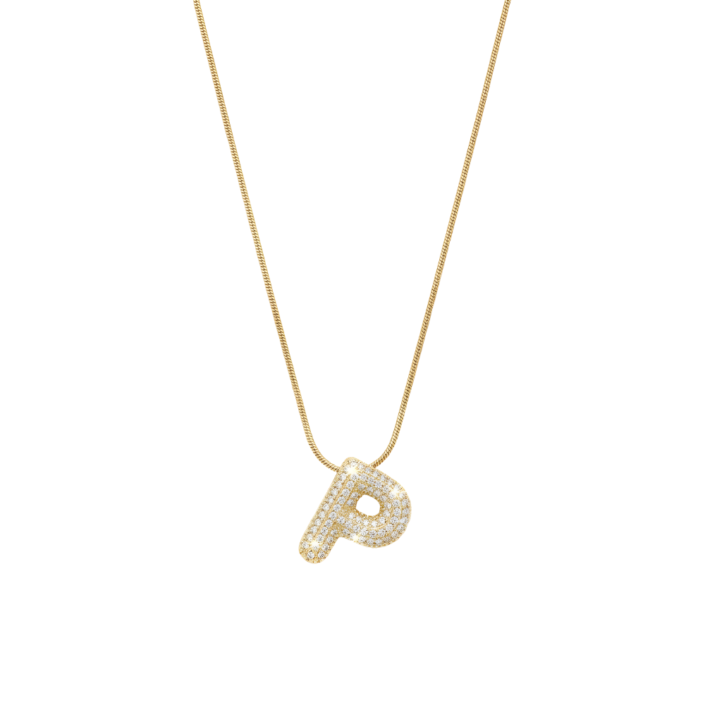 Pave initial necklace - 18k gold plated