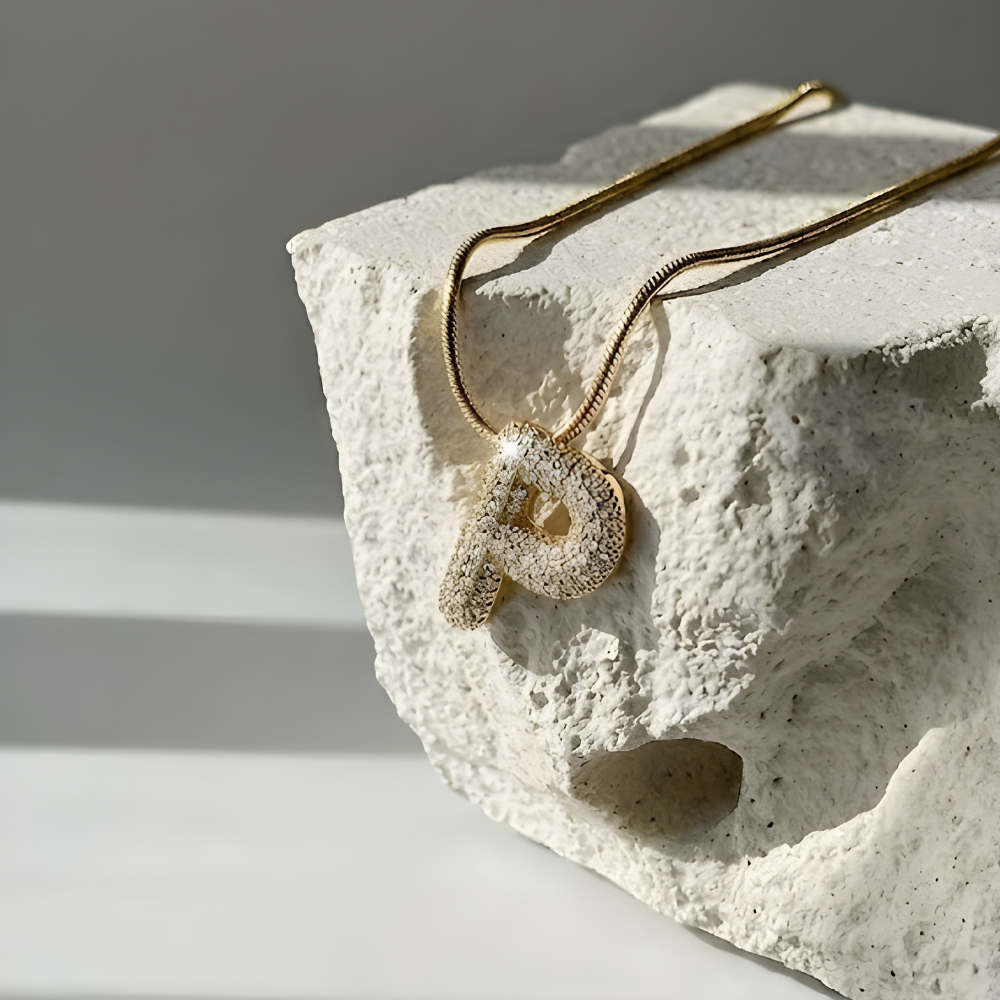 Pave initial necklace - 18k gold plated