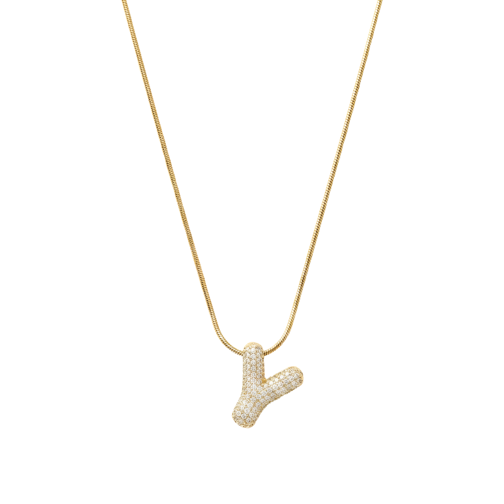 Pave initial necklace - 18k gold plated