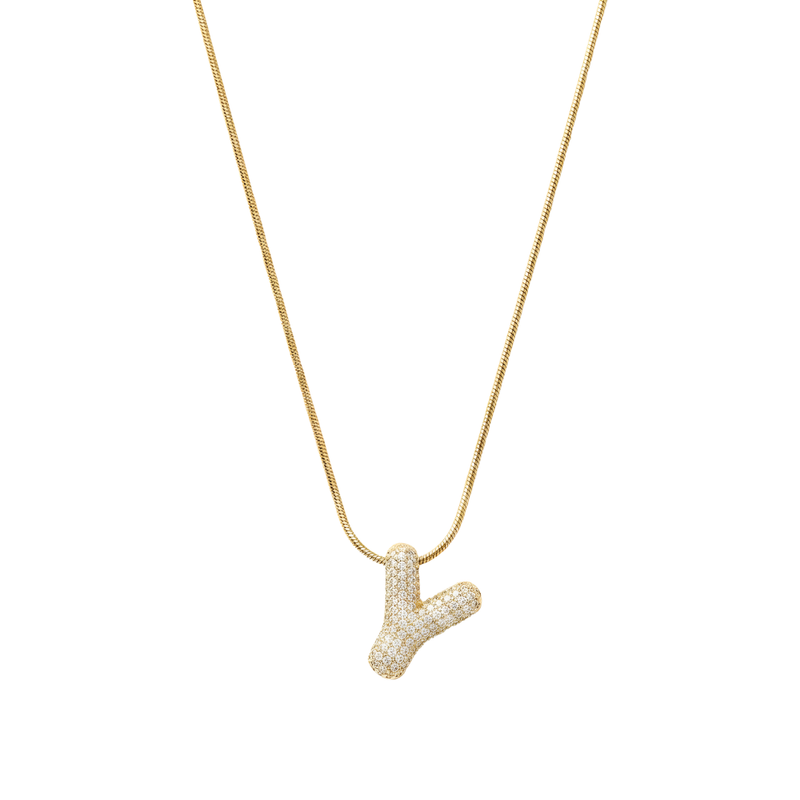 Pave initial necklace - 18k gold plated Y