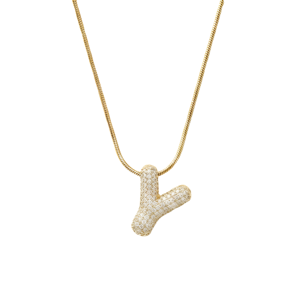 Pave initial necklace - 18k gold plated