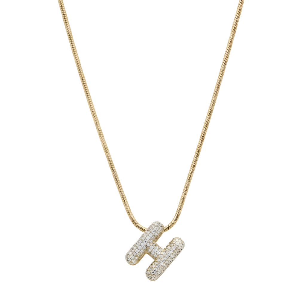 Pave initial necklace - 18k gold plated