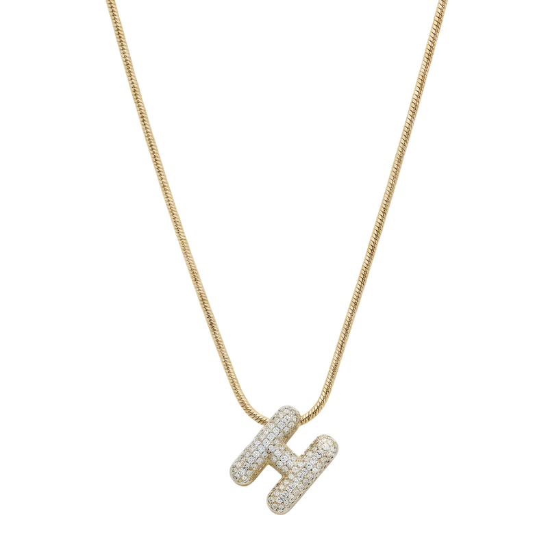 Pave initial necklace - 18k gold plated H