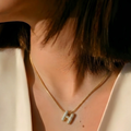 Pave initial necklace - 18k gold plated