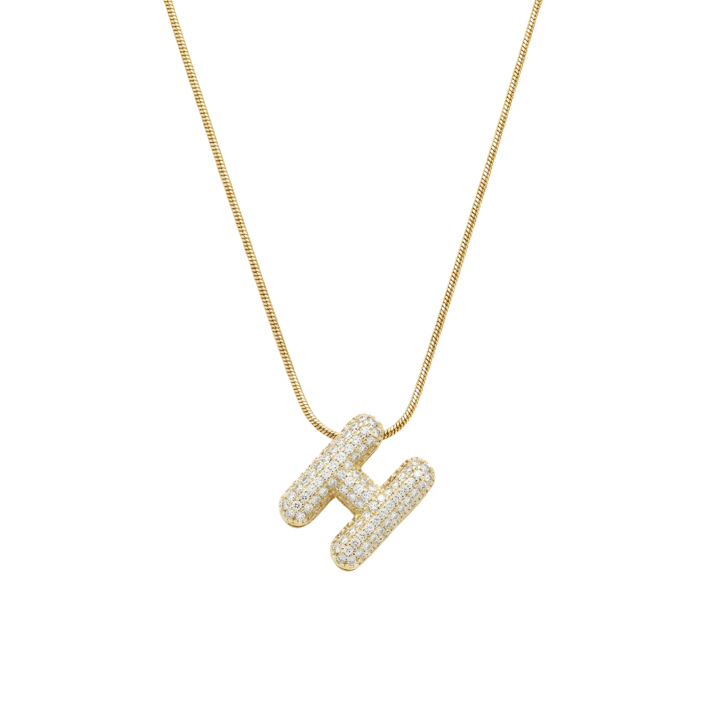 Pave initial necklace - 18k gold plated