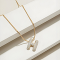 Pave initial necklace - 18k gold plated