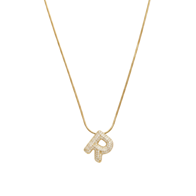 Pave initial necklace - 18k gold plated R
