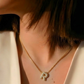 Pave initial necklace - 18k gold plated