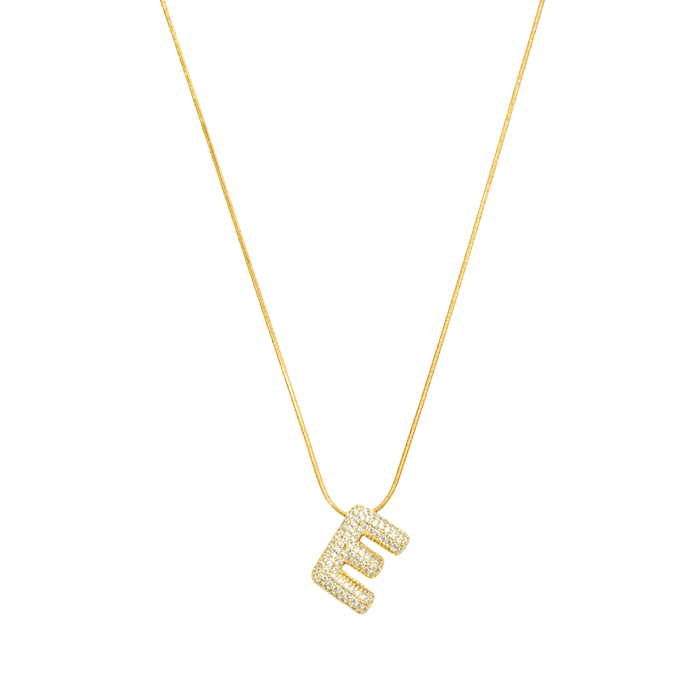 Pave initial necklace - 18k gold plated