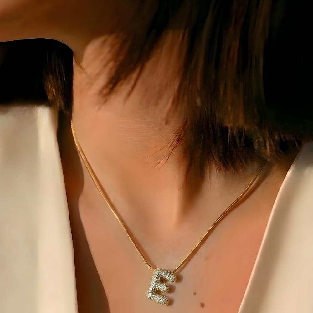 Pave initial necklace - 18k gold plated