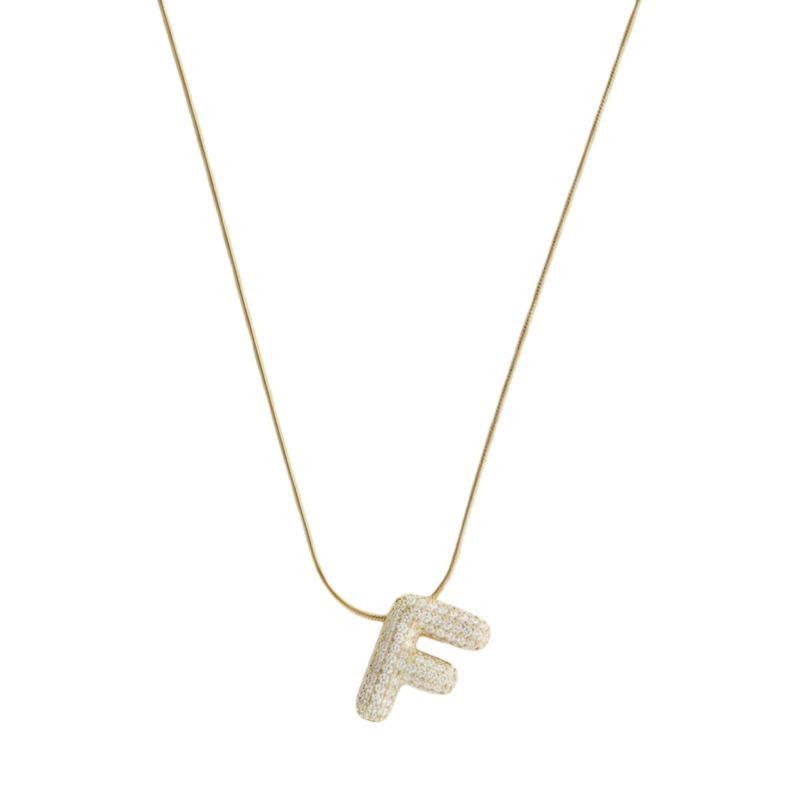 Pave initial necklace - 18k gold plated F