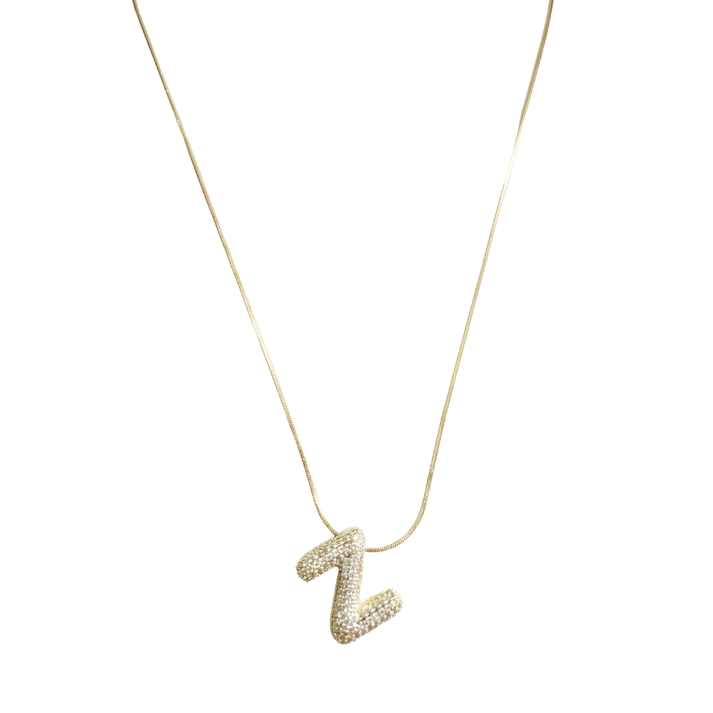 Pave initial necklace - 18k gold plated