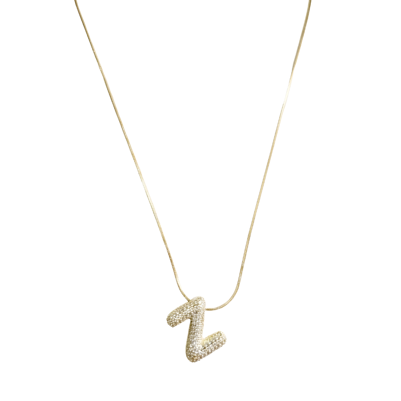 Pave initial necklace - 18k gold plated Z