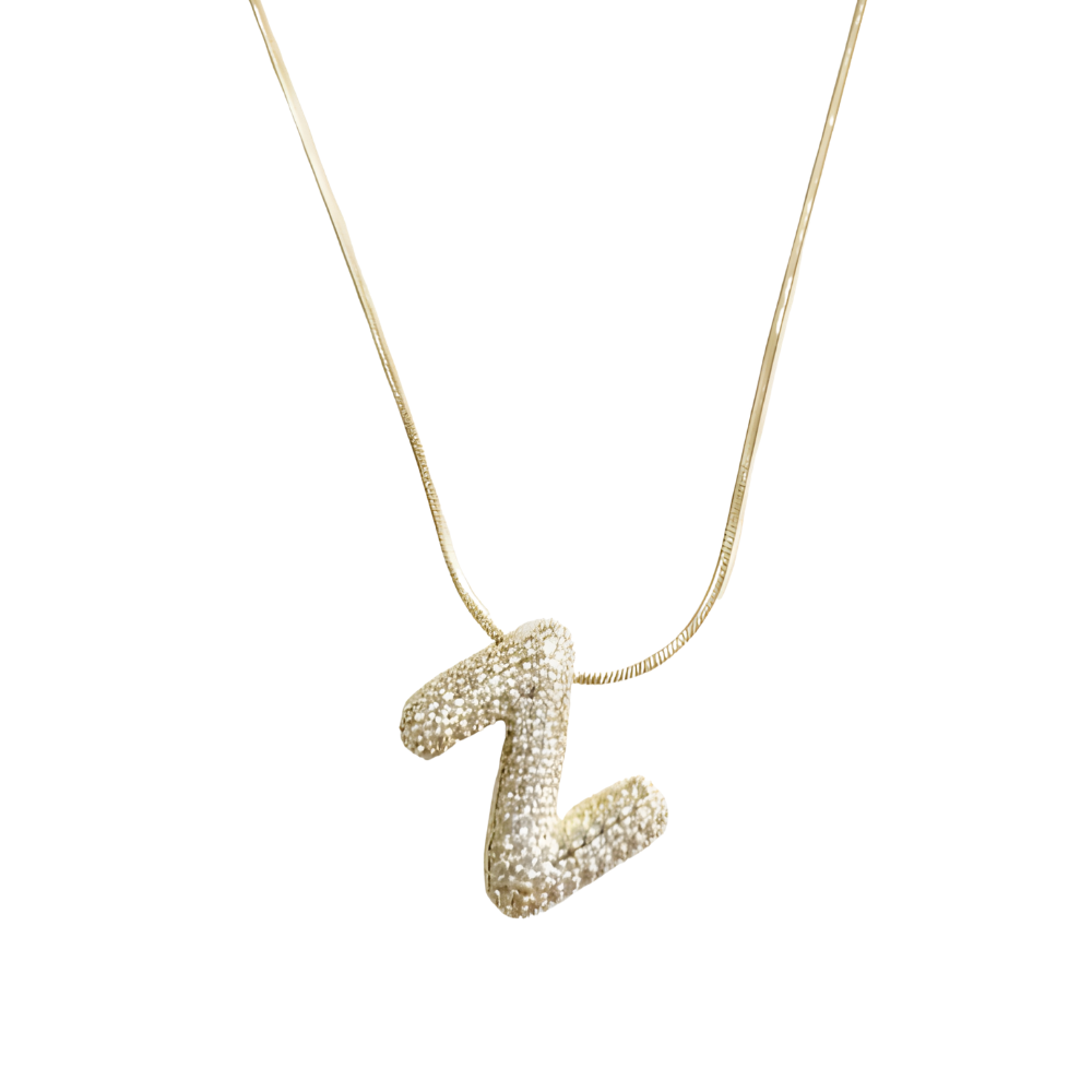 Pave initial necklace - 18k gold plated