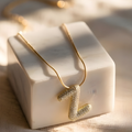 Pave initial necklace - 18k gold plated