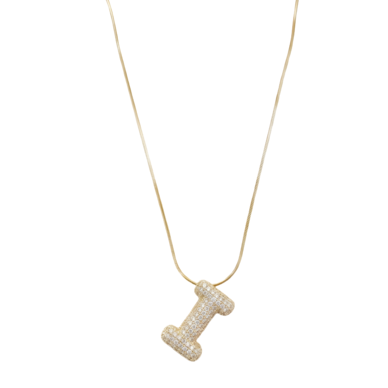 Pave initial necklace - 18k gold plated I