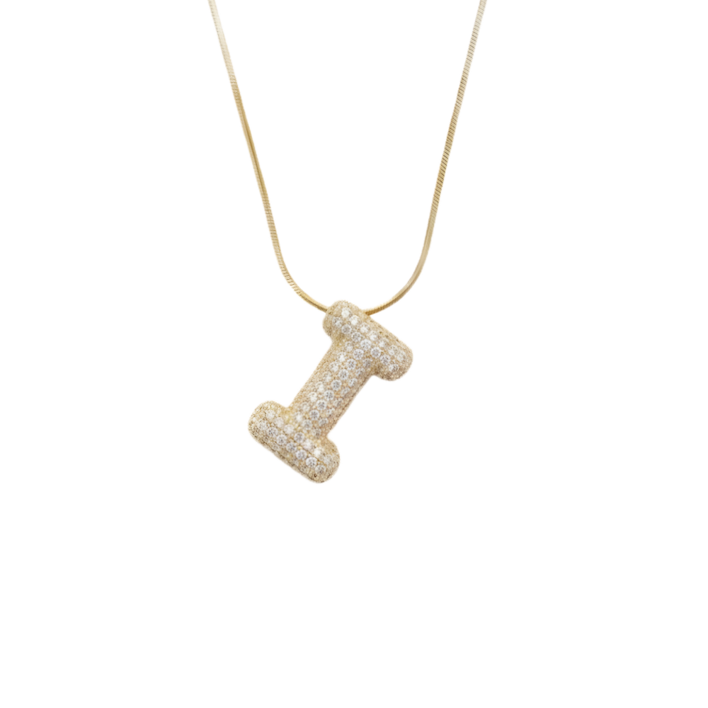Pave initial necklace - 18k gold plated