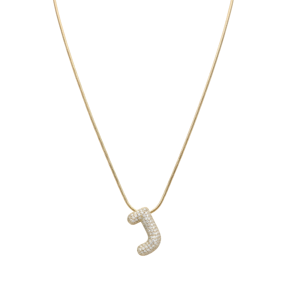 Pave initial necklace - 18k gold plated