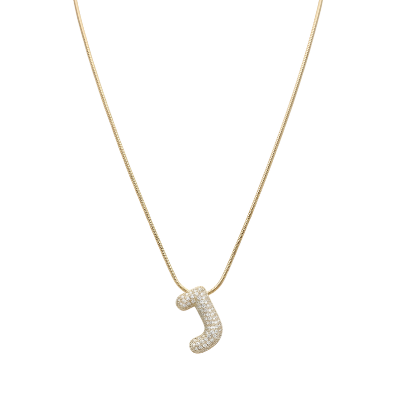 Pave initial necklace - 18k gold plated J