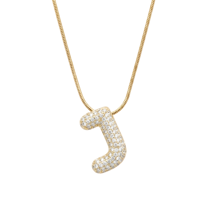 Pave initial necklace - 18k gold plated