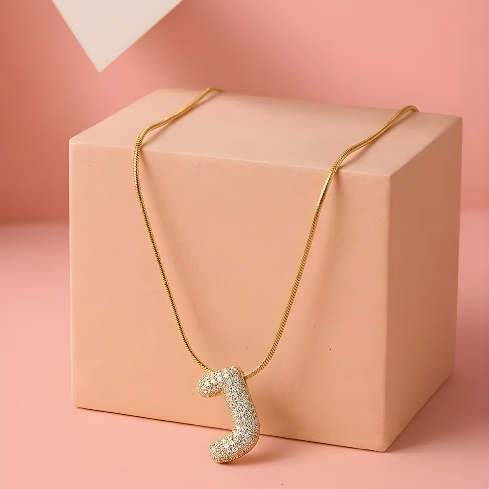 Pave initial necklace - 18k gold plated