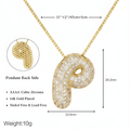 Bubble pave initial necklace - 18k gold plated