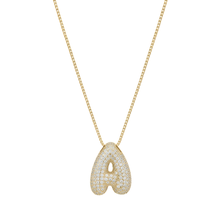 Bubble pave initial necklace - 18k gold plated A