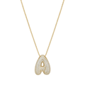 Bubble pave initial necklace - 18k gold plated