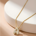 Bubble pave initial necklace - 18k gold plated