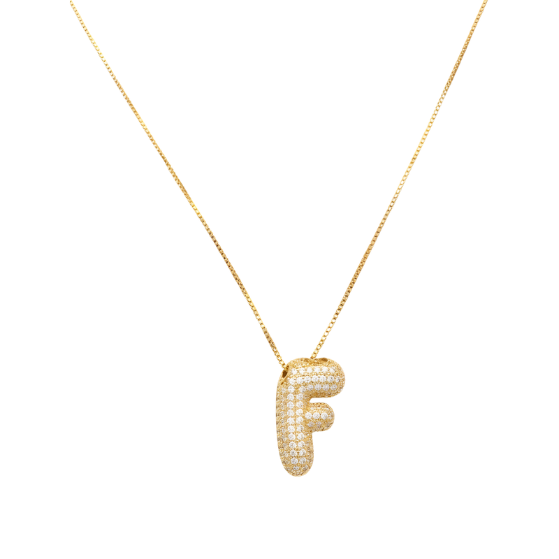 Bubble pave initial necklace - 18k gold plated F