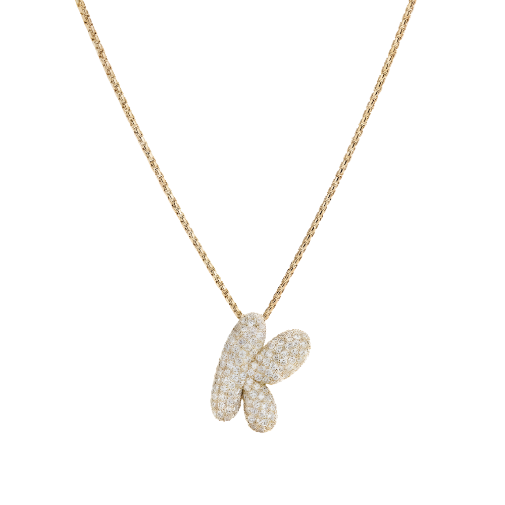 Bubble pave initial necklace - 18k gold plated