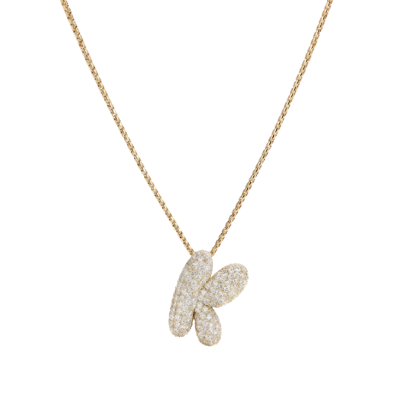 Bubble pave initial necklace - 18k gold plated K