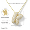 Bubble pave initial necklace - 18k gold plated