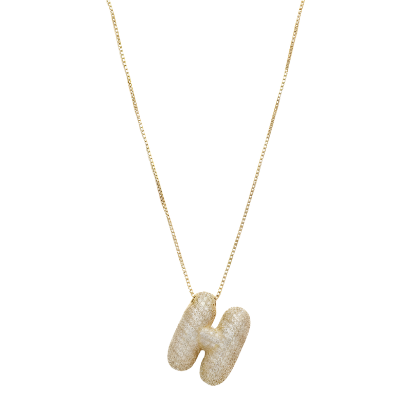 Bubble pave initial necklace - 18k gold plated H