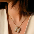 Bubble pave initial necklace - 18k gold plated